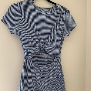 Blue and White striped T shirt dress.